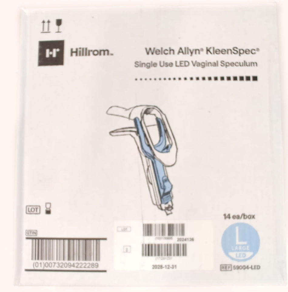 Welch Allyn KleenSpec Single Use Led Vaginal Speculum 59004-LED Large 14pcs NIB
