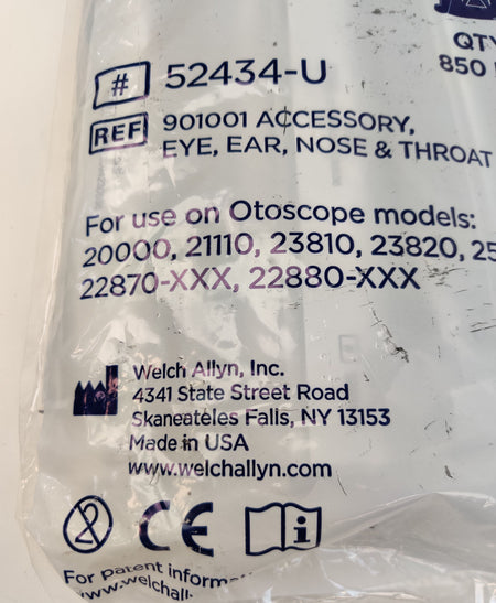 Welch Allyn 901001 KleenSpec Otoscope Ear Specula 52434-U 4.5mm Box of 850