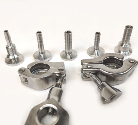 Aquasyn 3-Way 316L SS Sanitary Valve 1/2" 3/8" 2x1/4" Clamps Fittings LOT OF 4