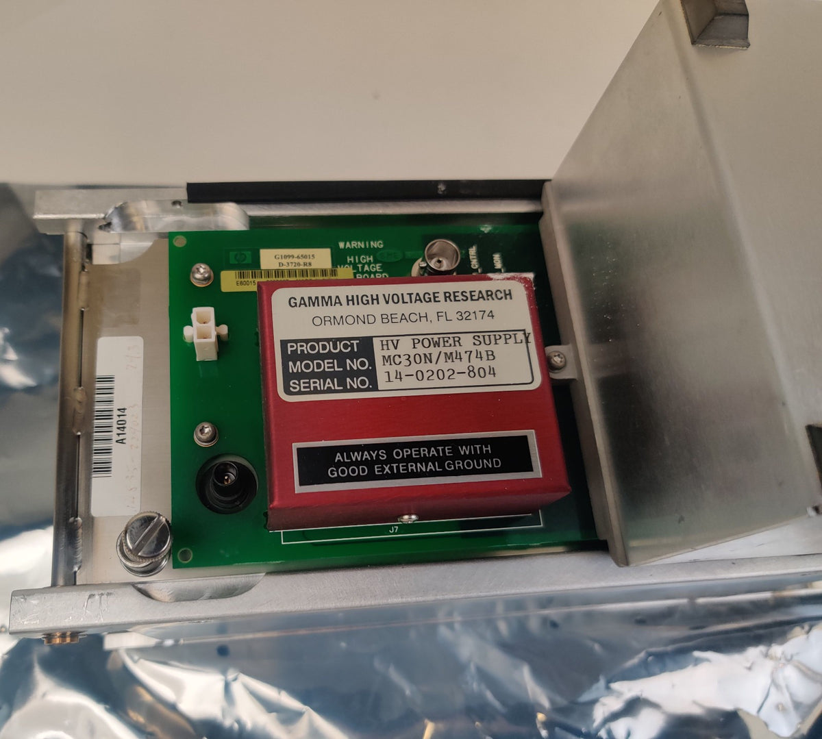 Agilent 5975 MSD G1099-65015 SideBoard w 05971-80103 Electron Multiplier Horn - 