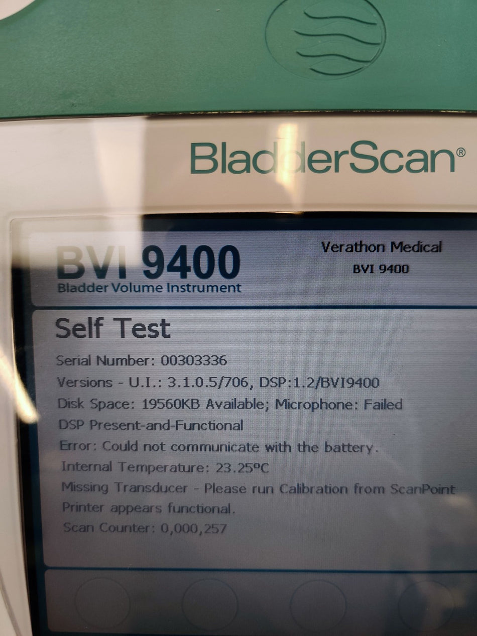 Verathon Verathon BVI 9400 Bladder Scanner PN 0570-0190 con fuente de alimentación. Probado