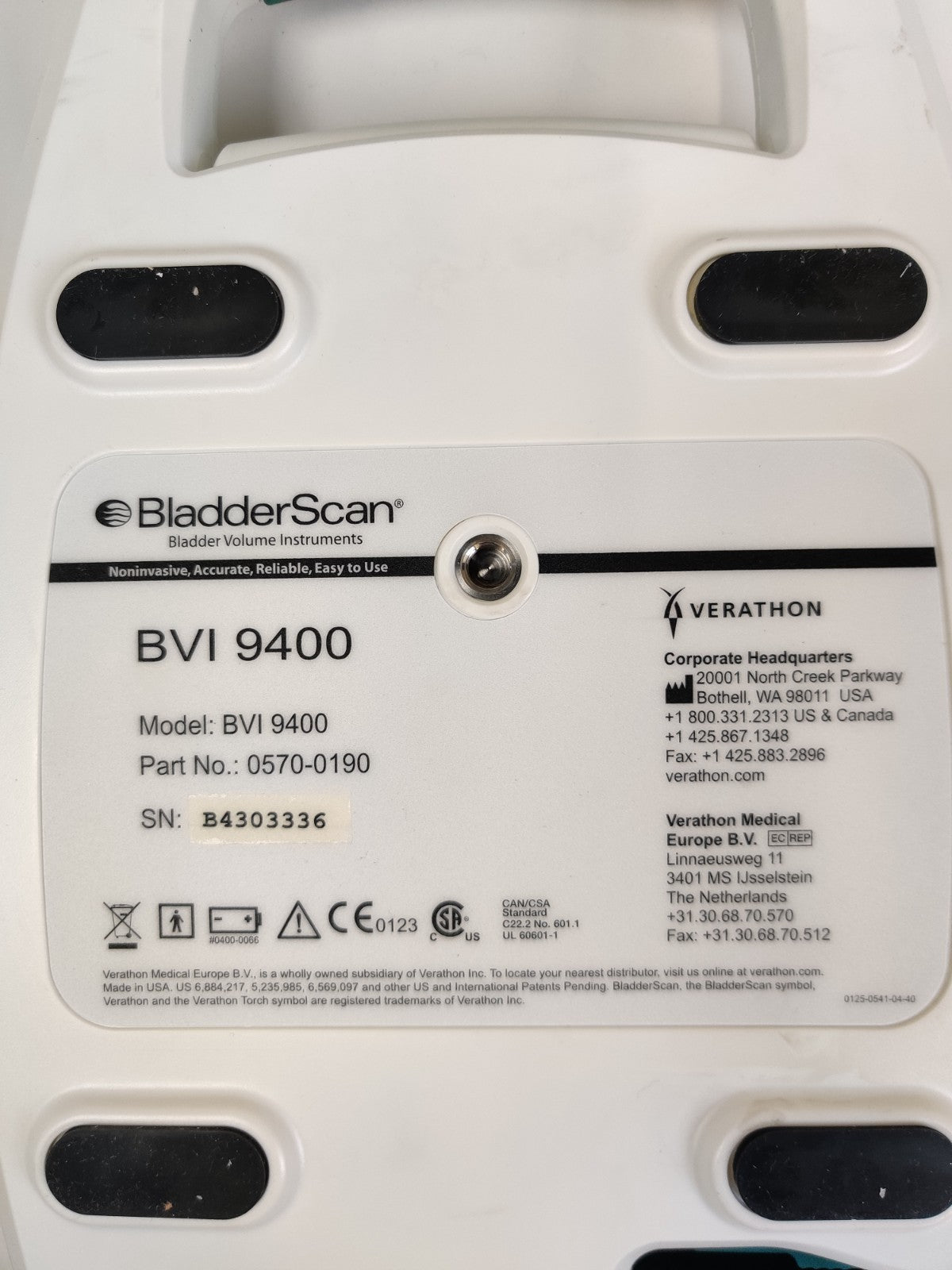 Verathon BVI 9400 Bladder Scanner PN 0570-0190 with Power Supply. Tested - 