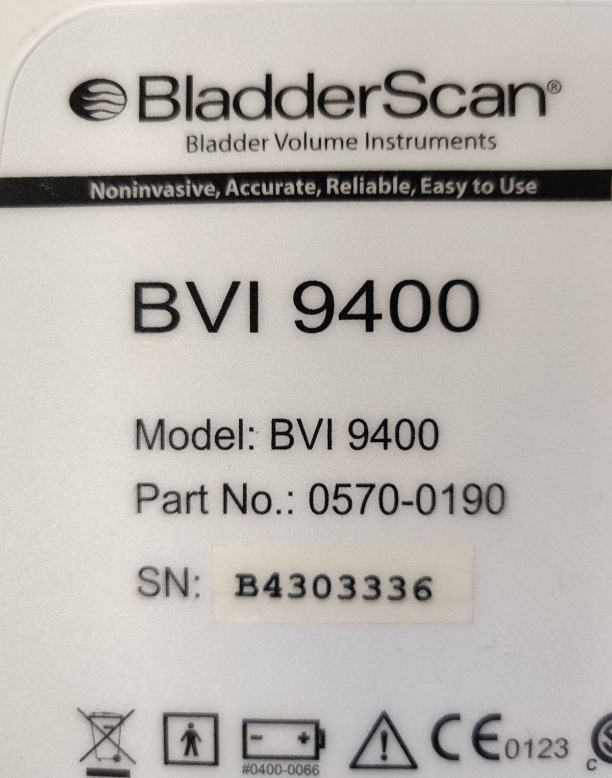 Verathon BVI 9400 Bladder Scanner PN 0570-0190 with Power Supply. Tested - 
