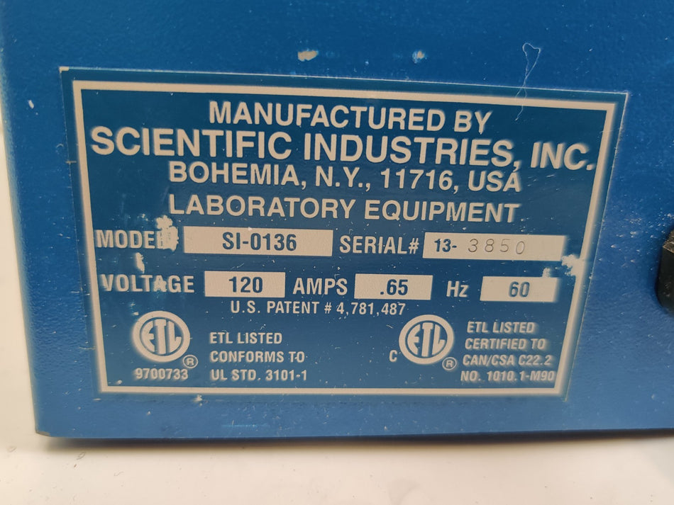 Scientific Industries Scientific Industries SI-0136 Vortex Genie Touch Mixer 3200 RPM Tested