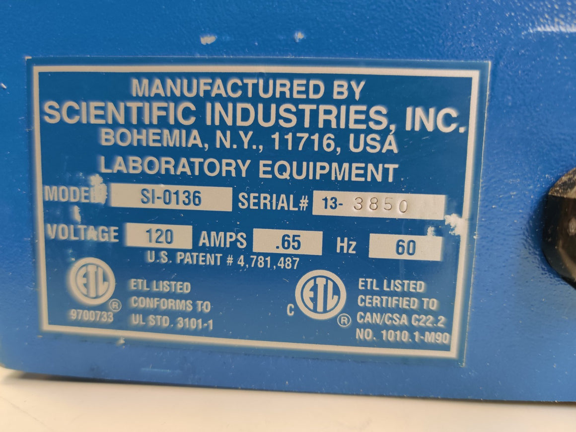 Scientific Industries SI-0136 Vortex Genie Touch Mixer 3200 RPM Tested - 