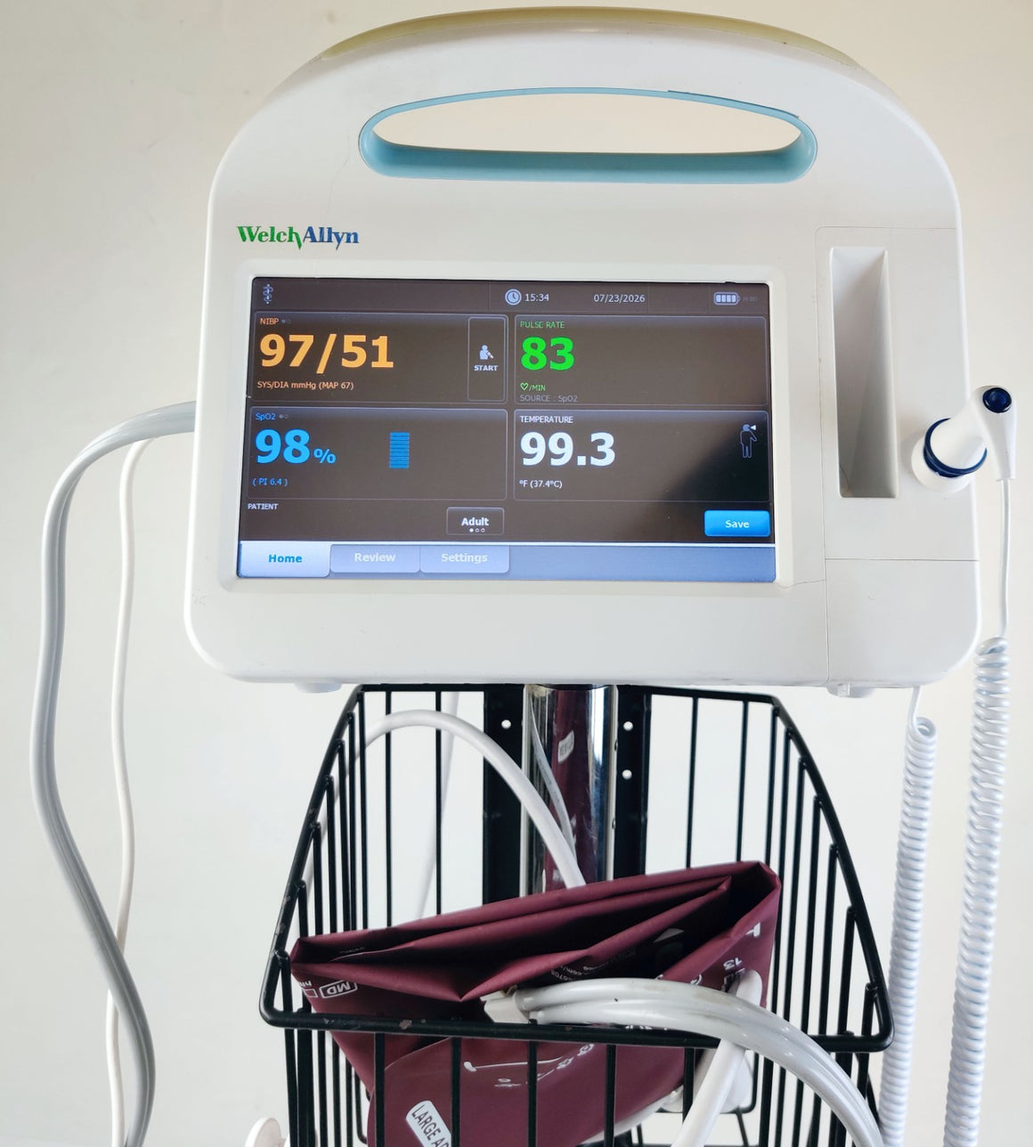 Welch Allyn Connex Vital Signs Monitor 6000 WIFI 65MTXX w Masimo, Rolling