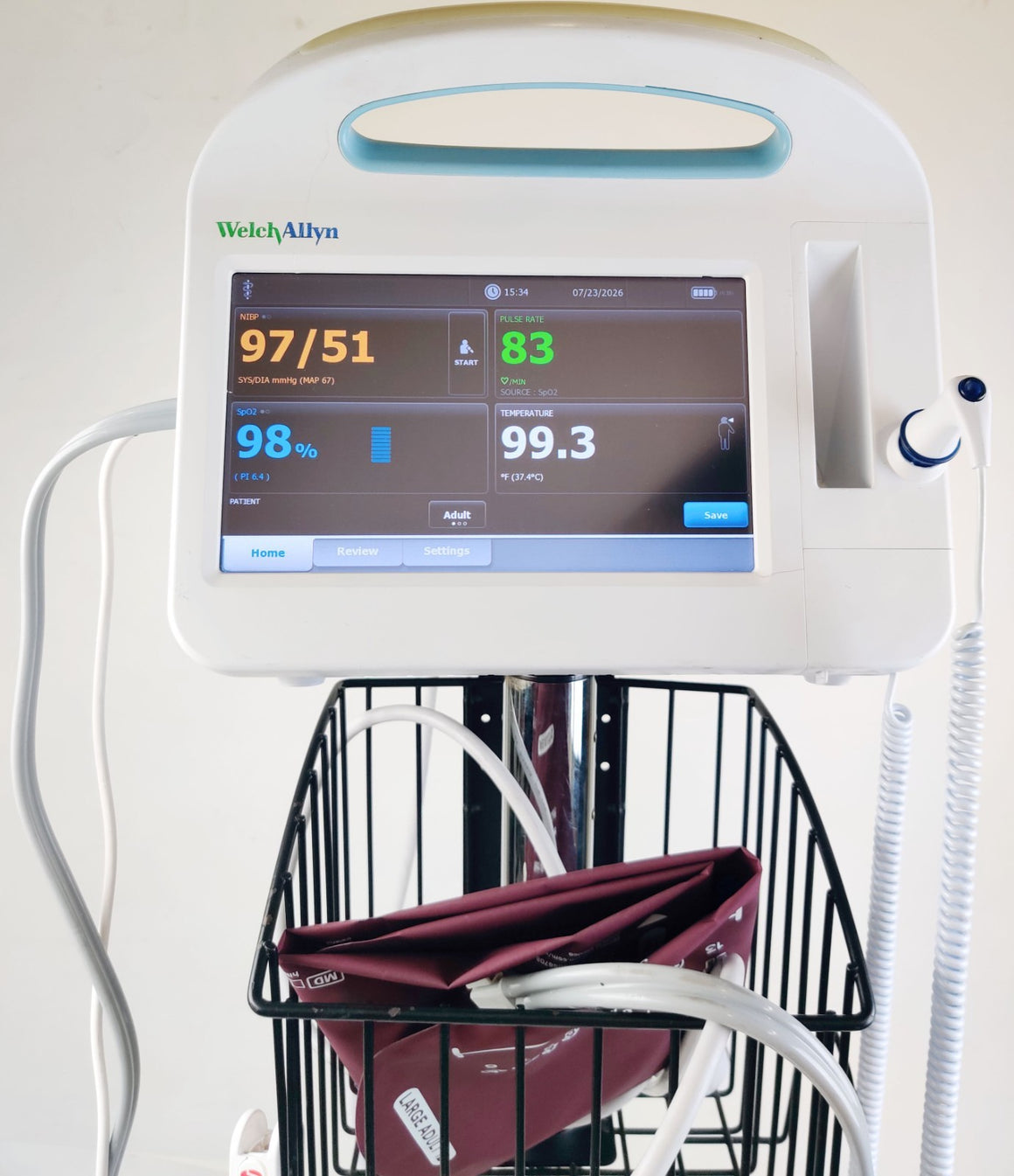 Welch Allyn Connex Vital Signs Monitor 6000 WIFI 65MTXX w Masimo, Rolling