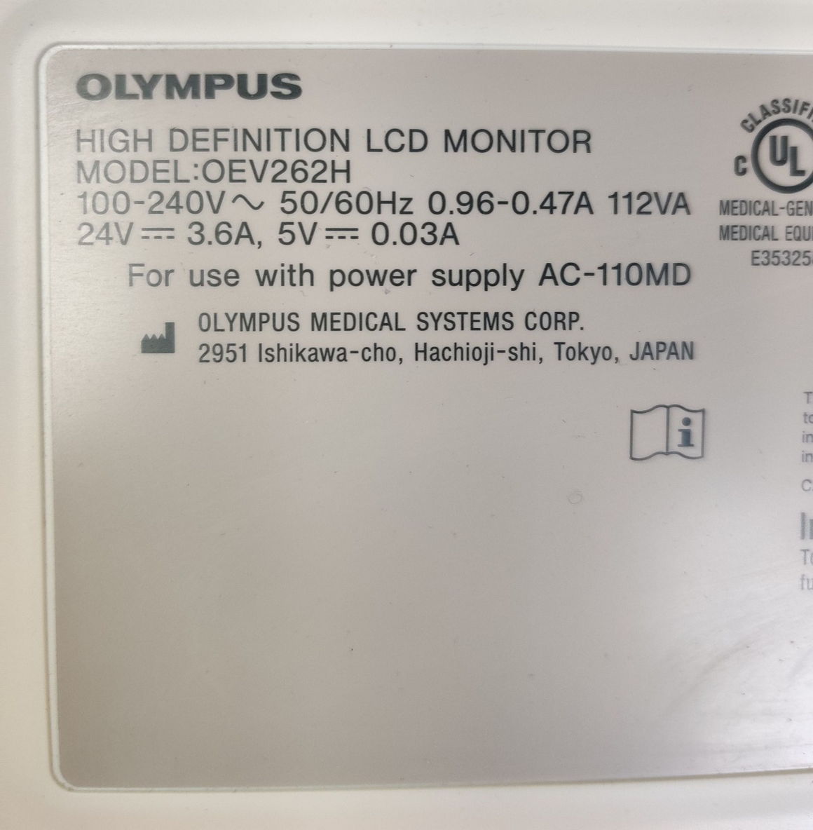 Olympus OEV 262H HD LCD 26" High Definition Monitor OEV262H w/ Power Cable 2021