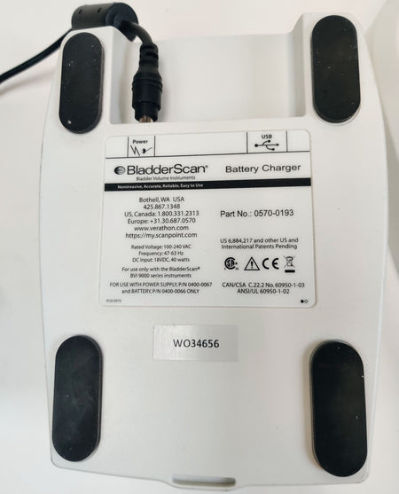 Verathon BVI 9400 Bladder Scanner w 0570-0351 Probe, Charger, Battery, Stand - 