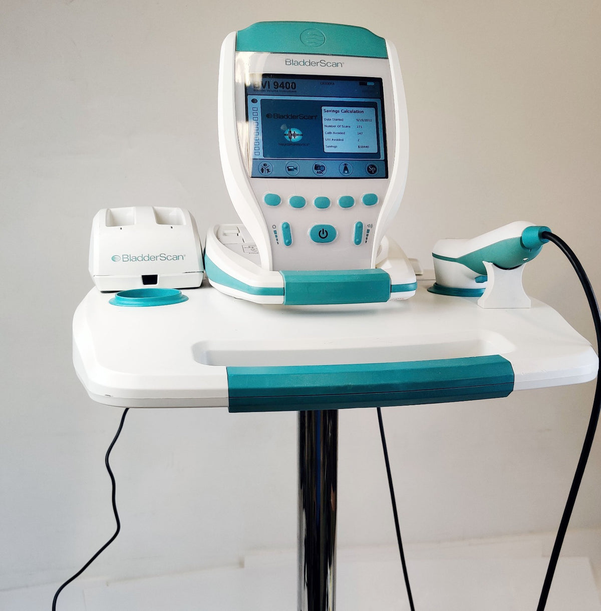 Verathon BVI 9400 Bladder Scanner w 0570-0351 Probe, Charger, Battery, Stand - 