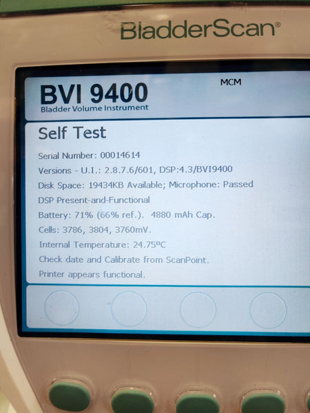 Verathon BVI 9400 Bladder Scanner w 0570-0351 Probe, Charger, Battery, Stand - 