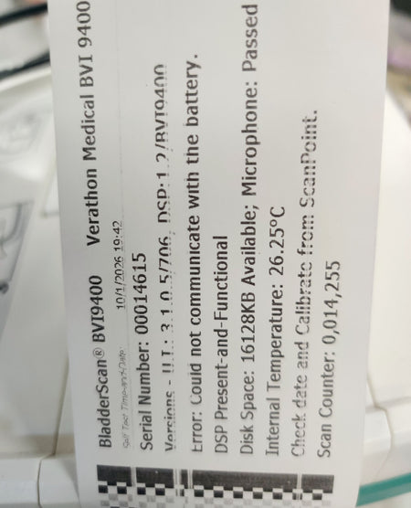 Verathon BVI 9400 Bladder Scanner w 0570-0351 Probe Charger Two Batteries Stand - 