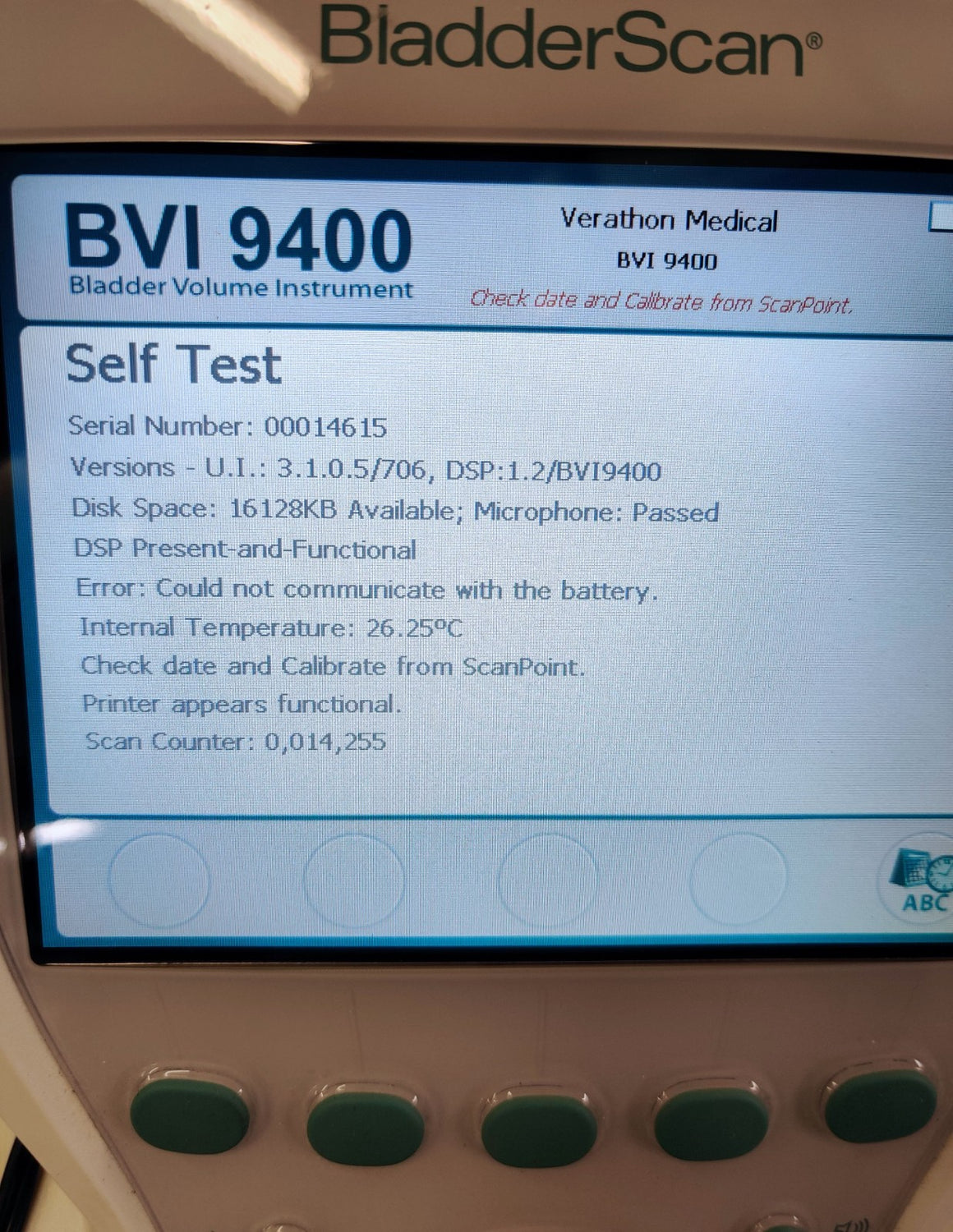 Verathon BVI 9400 Bladder Scanner w 0570-0351 Probe Charger Two Batteries Stand - 