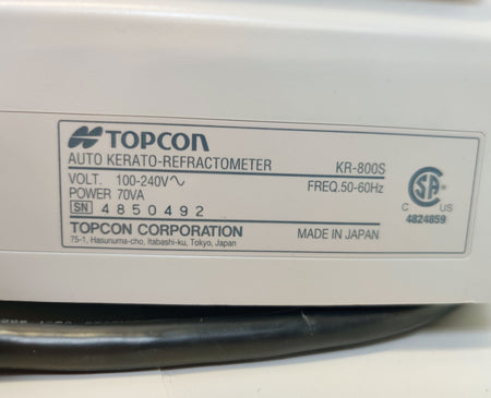 Topcon KR-800S Auto Kerato-Refractometer 5-in-1 Tested w/ Printer - 