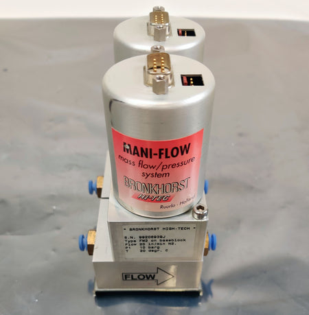 Bronkhorst Mani-Flow Mass Flow Pressure System FM2 on Baseblock 20 ln/min N2