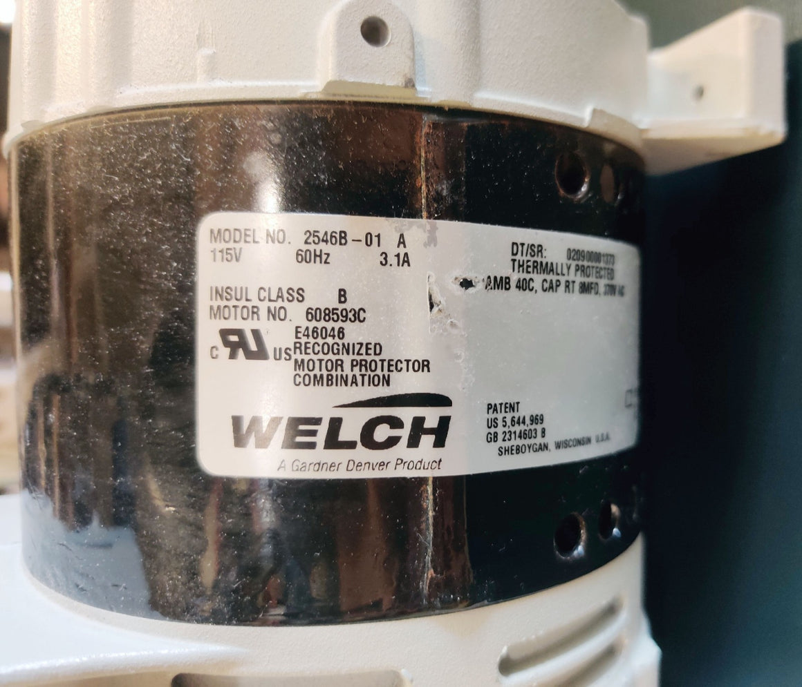 Welch 2546B-01 Standard Duty Dry Vacuum Piston Pumps, 45 L/min, 115 VAC