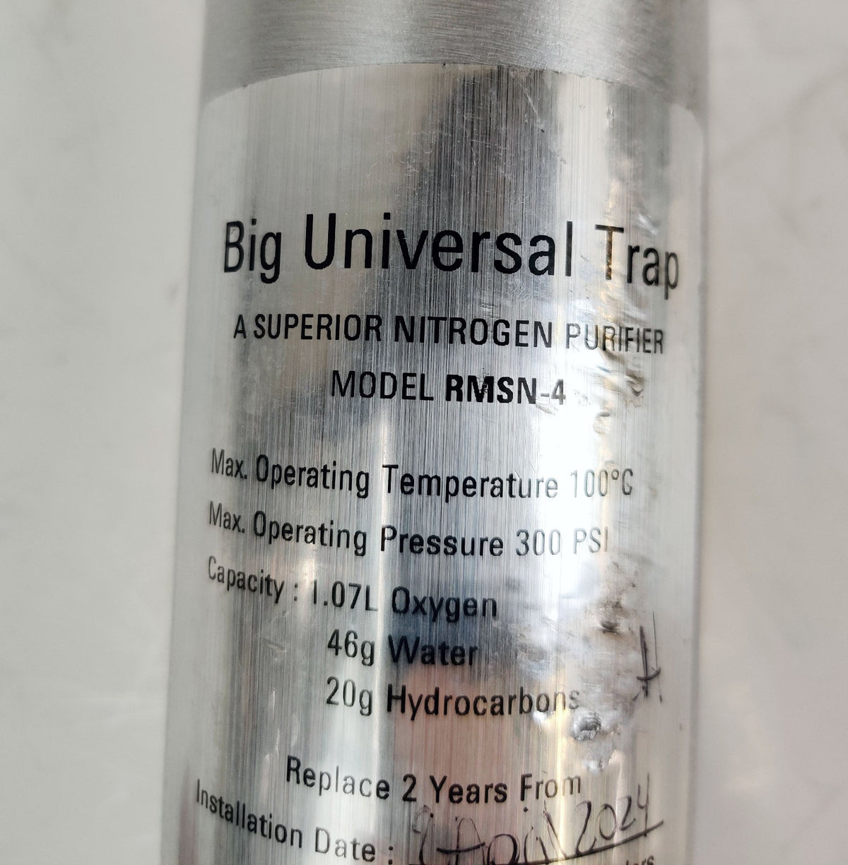 Big Universal Trap Agilent RMSN-4 Superior Nitrogen Purifier 100°C 300 PSI - 