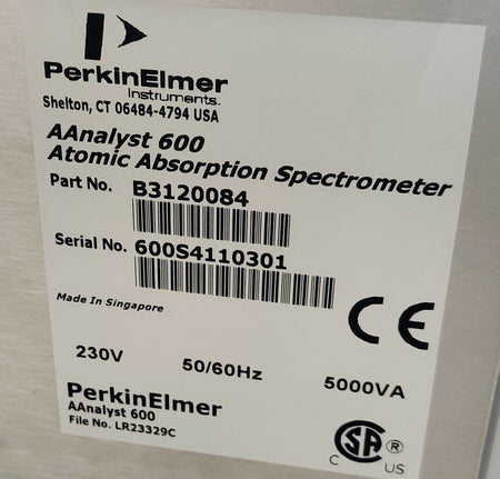 PerkinElmer AAnalyst 600 AA Spectrophotometer AS-800 Autosampler Chiller WinLab