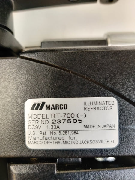 Marco RT-700 Minus Cylinder Phoropter Illuminated Manual Refractor - 