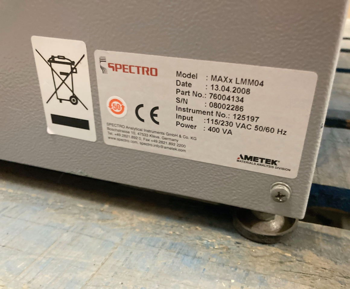 Ametek SpectroMaxx LMM04 Spark Stand Metal Analyzer Spectrometer 76004134 OES