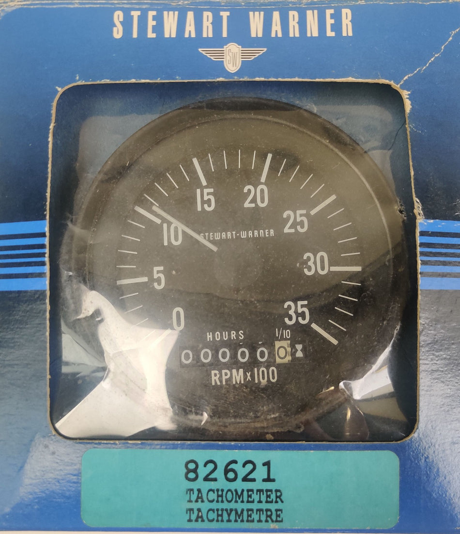 Stewart Warner Stewart Warner 82621 Tachometer 3-3/8" with Hourmeter Electrical 0-3,500 RPM