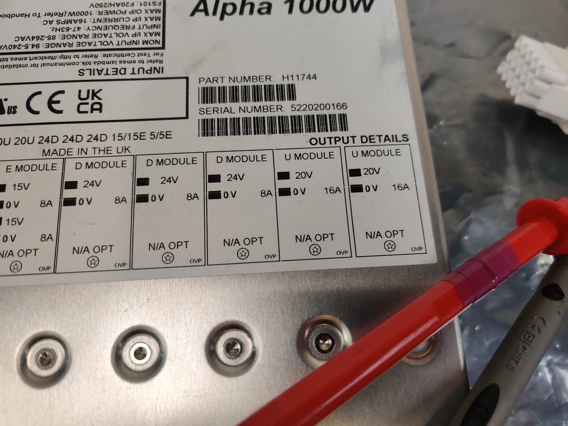 TDK Lambda H11744 Alpha 1000W Power Supply 85-624V 16A CA1000 Thermo Surveyor