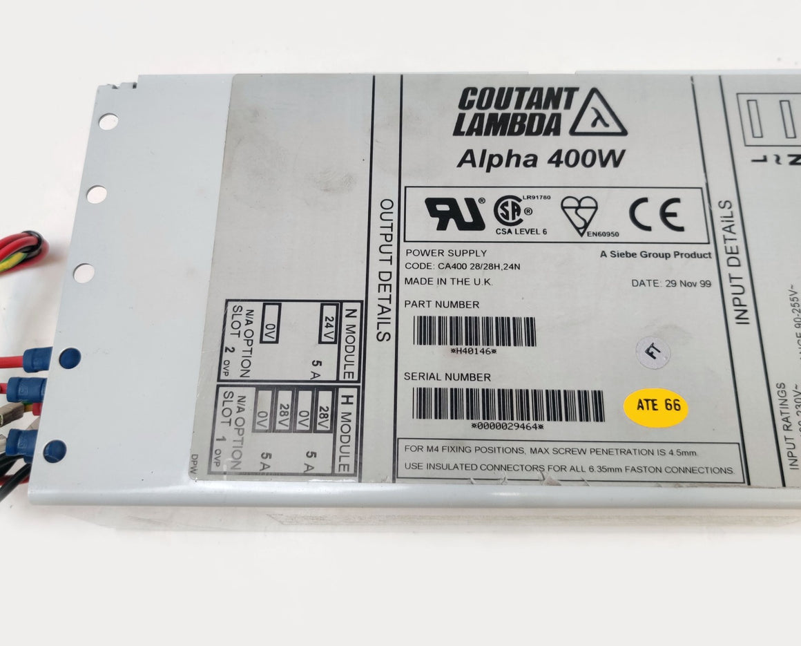 Lambda Alpha 400W Power Supply 100-230VAC 90-255VAC 24V@5A 28V@5A H40146 CA400