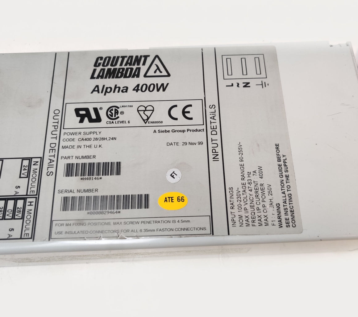 Lambda Alpha 400W Power Supply 100-230VAC 90-255VAC 24V@5A 28V@5A H40146 CA400