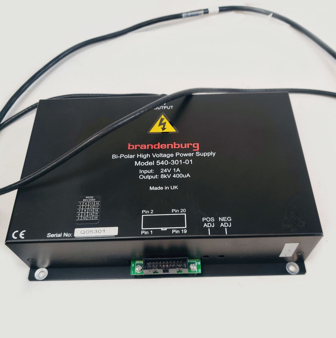 Brandenburg 540-301-01 Bi-Polar High Voltage Power Supply 8kV 400uA Mass Spec
