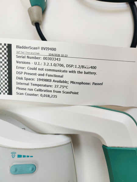 Verathon BVI 9400 Bladder Scanner 0570-0190 w 0570-0351 Probe and Power Supply - 