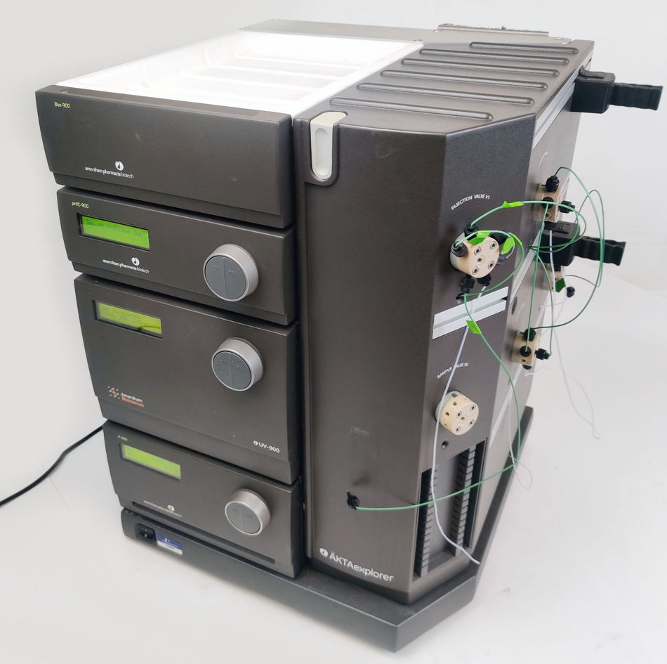 GE Healthcare Cytiva GE AKTA Explorer 100 FPLC System w Box 900, Monitor UV-900, Pump P-90, PH/c-900