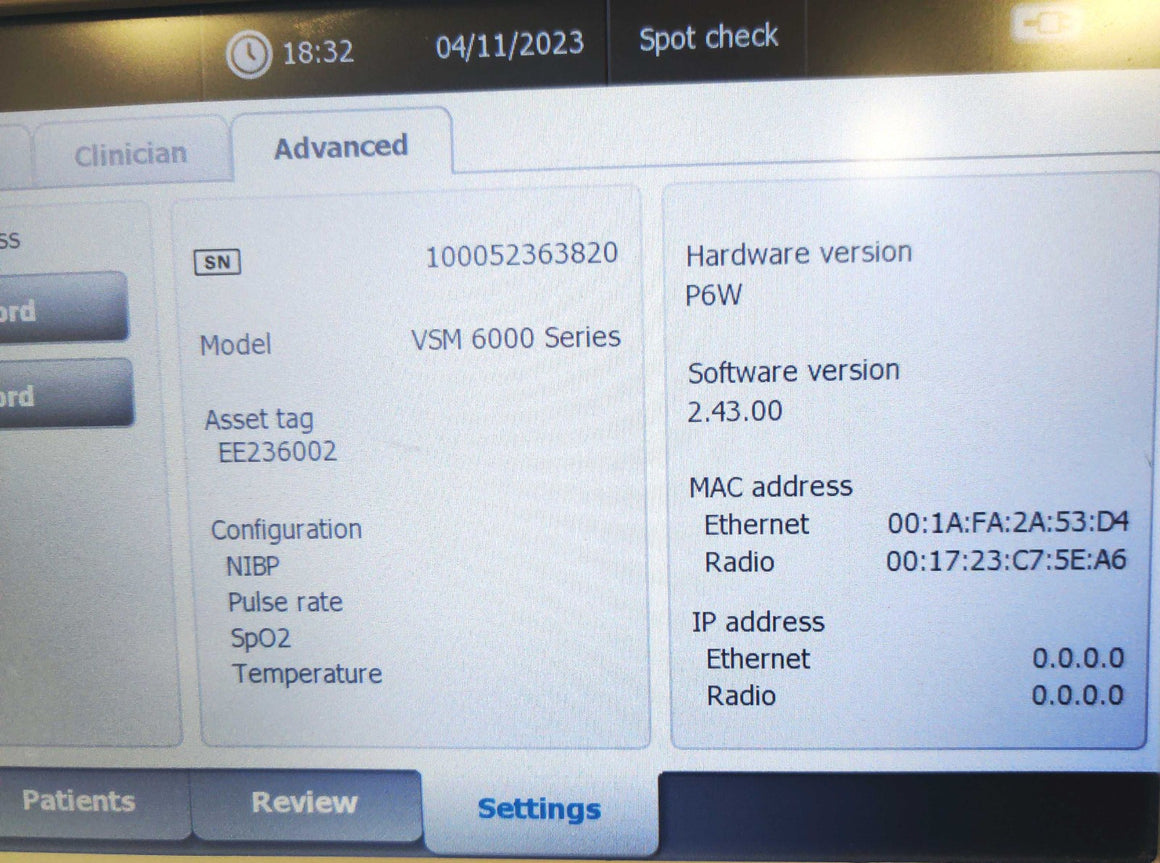 Welch Allyn Connex 6000 Vital Signs Monitor 65NTXX, NIBP, SPO2, Cuff and Stand - 