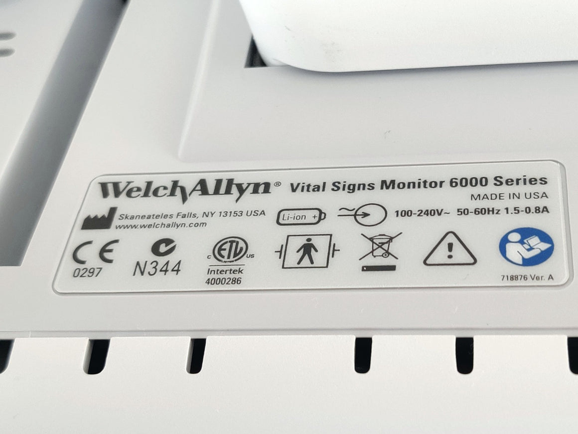 Welch Allyn Connex 6000 Vital Signs Monitor 68MXTX WIFI SpO2 Temp - 