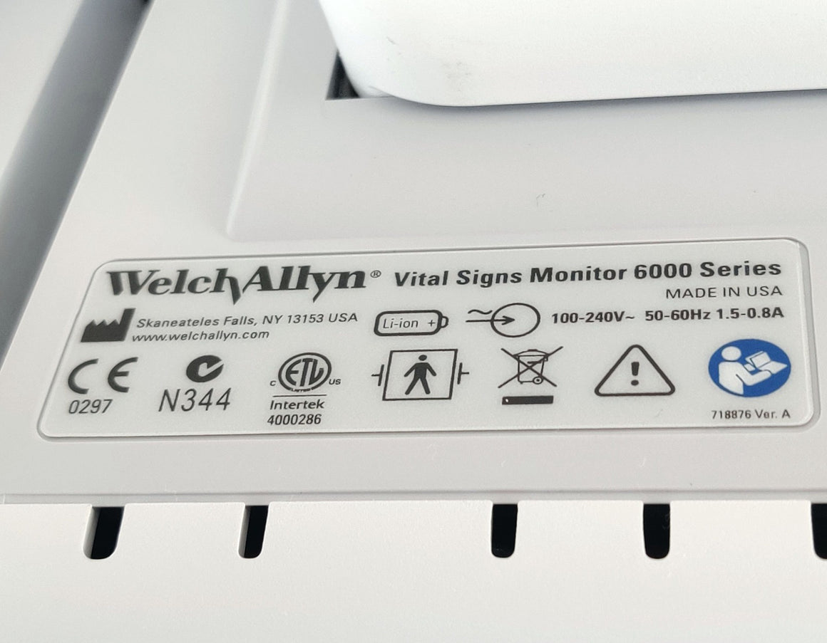 Welch Allyn Connex 6000 Vital Signs Monitor 68MXTX WIFI SpO2 Temp - 