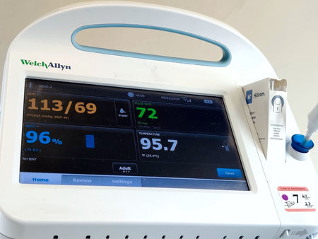Welch Allyn Connex Vital Signs Monitor 6000 65MTXX w WIFI Masimo SPO2 Temp Stand
