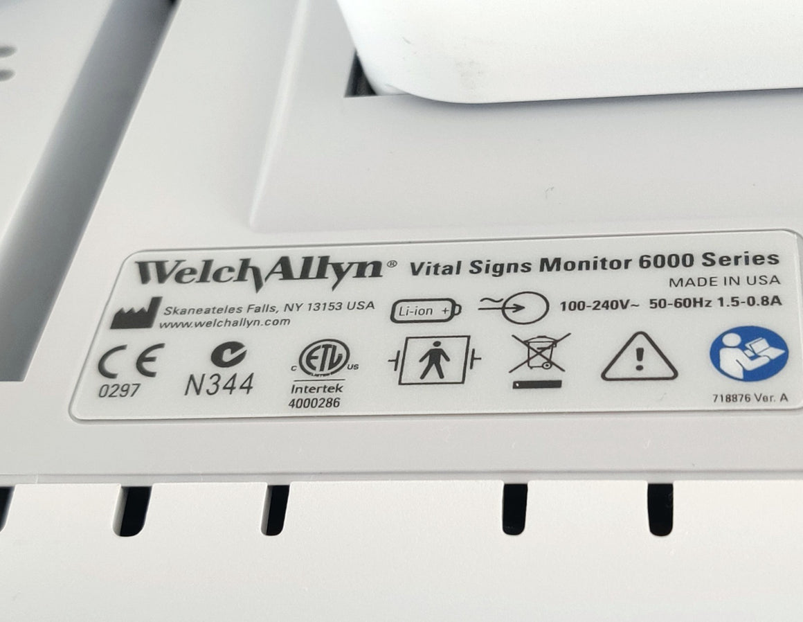 Welch Allyn Connex Vital Signs Monitor 6000 65MTXX w WIFI Masimo SPO2 Temp Stand