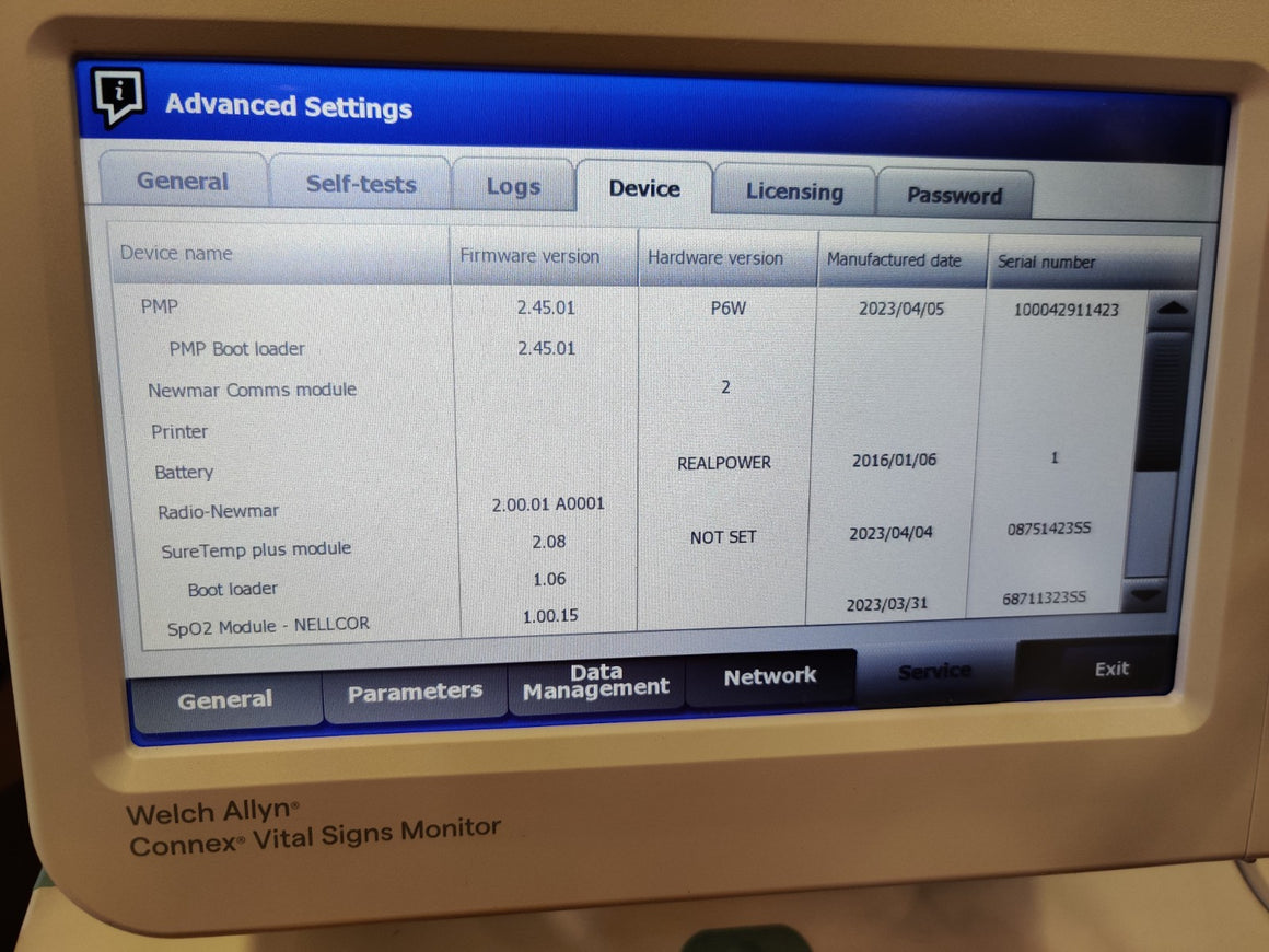 Welch Allyn Connex 6000 68NXTX Vital Signs Monitor WiFi SpO2 Stand Temp MFD 2023 - 