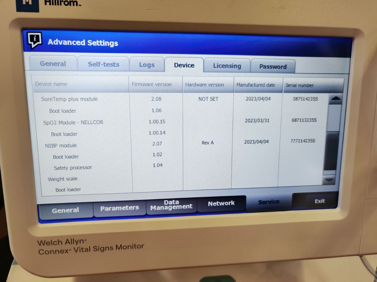 Welch Allyn Connex 6000 68NXTX Vital Signs Monitor WiFi SpO2 Stand Temp MFD 2023 - 