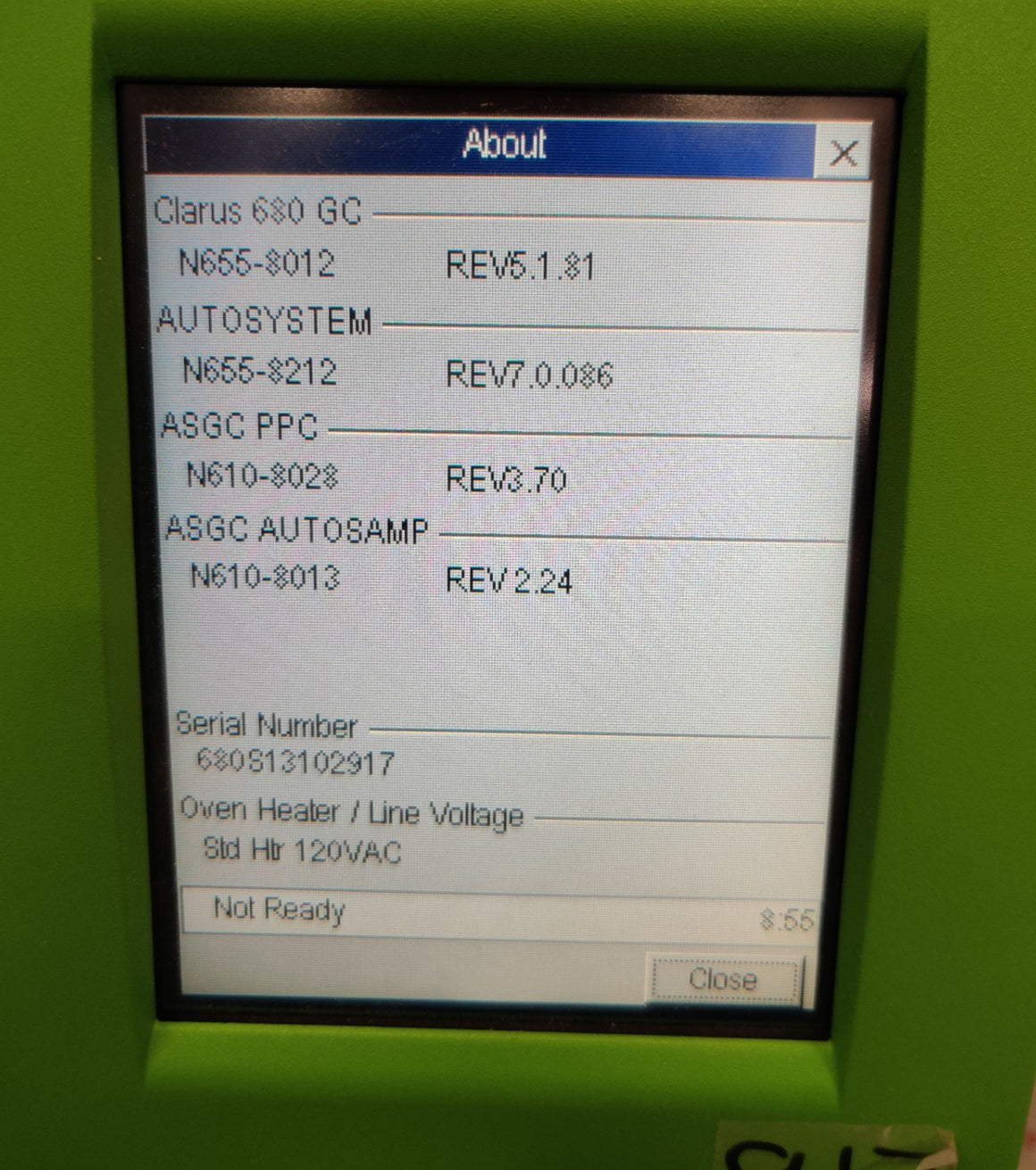 PerkinElmer Clarus 680 Gas Chromatograph N665968E. Power tested