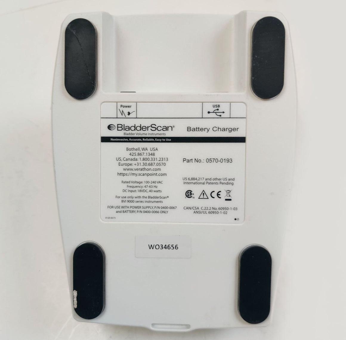 Verathon 0570-0193 Battery Charger with Power Supply - 