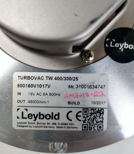 Oerlikon Leybold 800160V1017V Turbovac Vacuum Pump TW 400/300/25 MFD 2017