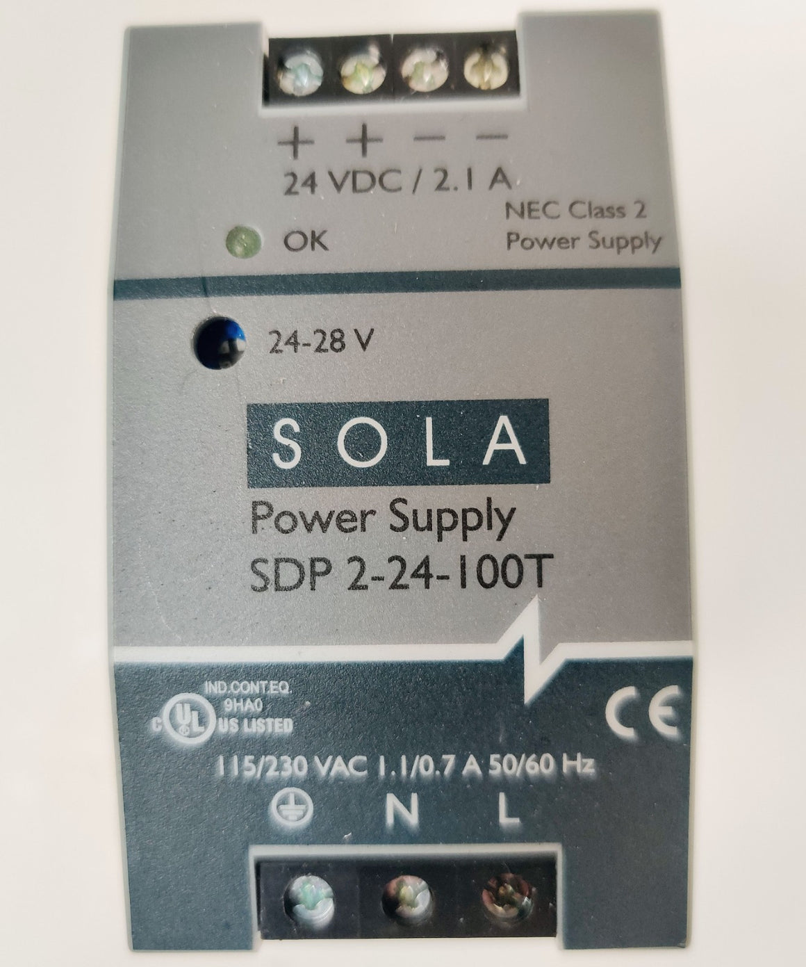Sola SDP-2-24-100T 100W Power Supply 2.1A 24VDC 115/230VAC 1.1/0.7A - 