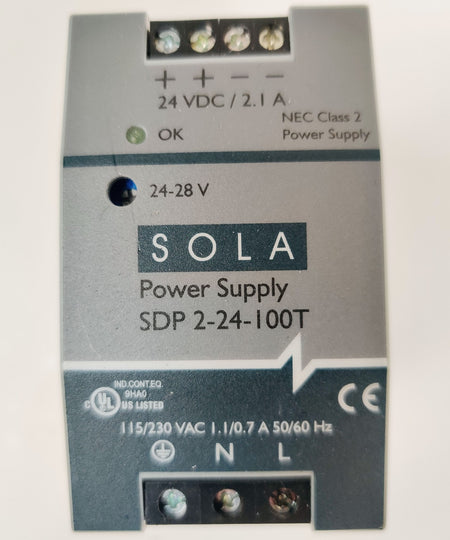 Sola SDP-2-24-100T 100W Power Supply 2.1A 24VDC 115/230VAC 1.1/0.7A - 