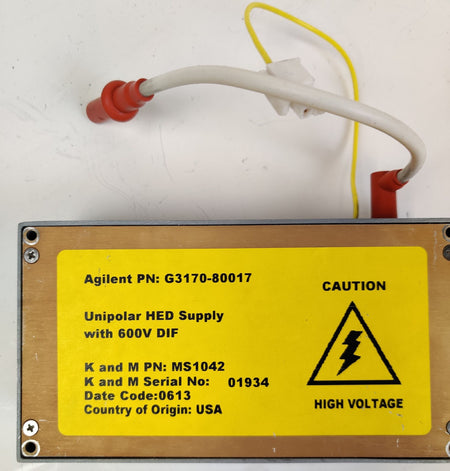 Agilent 5975 G1370-80017 -10kV Unipolar HED Power Supply 600V DIF MS1042 Tested - 