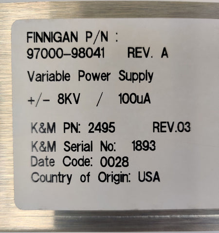 K&M 97000-98041 8kv ESI Power Supply 100uA for Thermo Finnigan TSQ LCQ - 