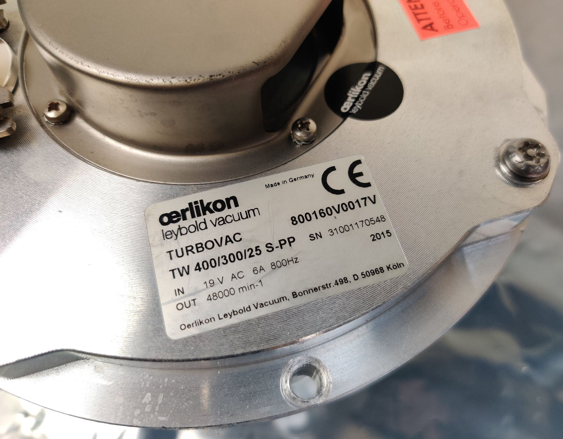 Leybold 800160V0017V Turbovac Vacuum Pump DN 16 KF TW 400/300/25 S-PP Working