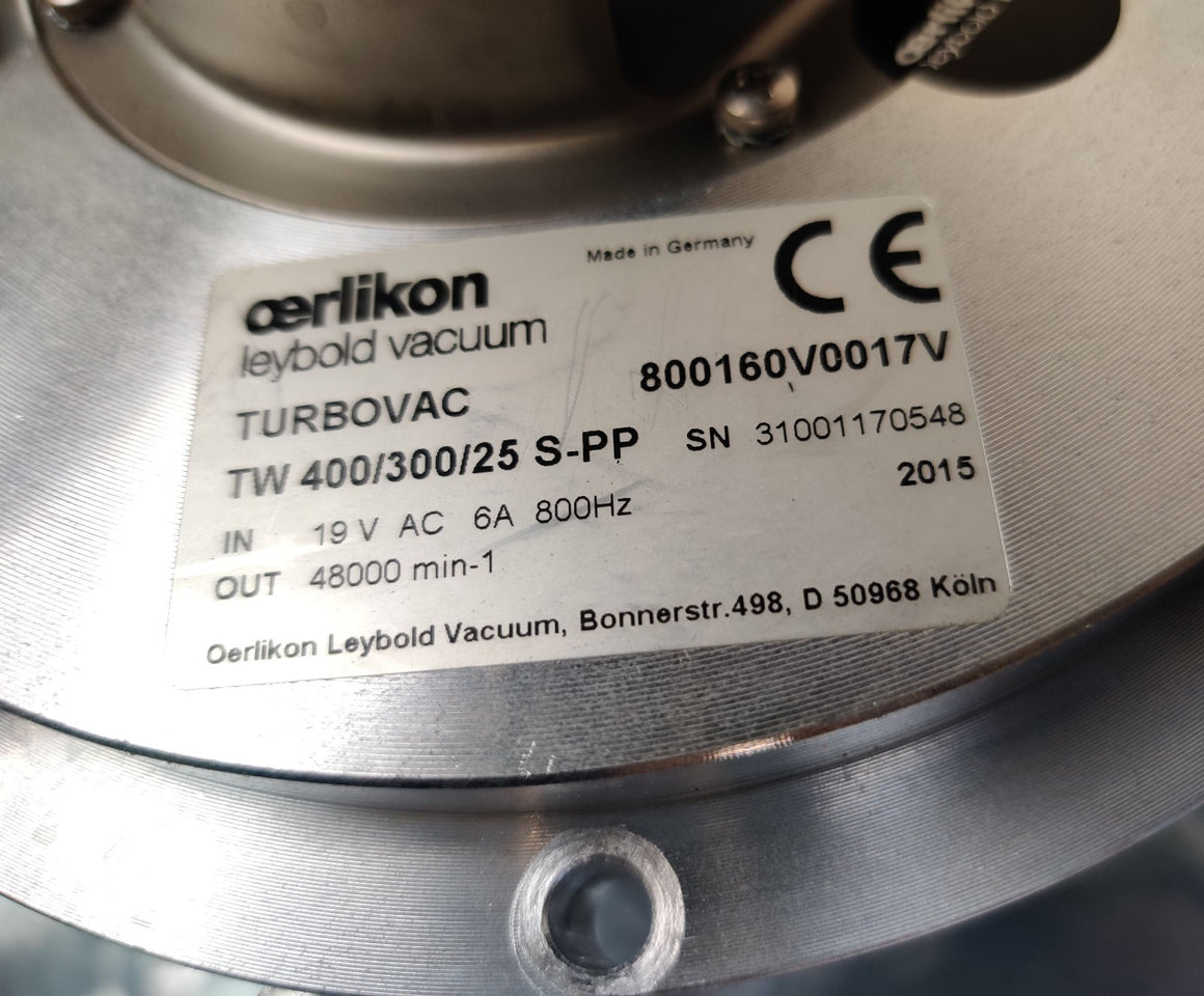 Leybold 800160V0017V Turbovac Vacuum Pump DN 16 KF TW 400/300/25 S-PP Working