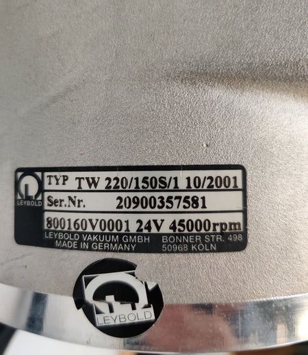 Leybold TW 220/150s Turbovac Turbo Pump w TDS RS485 Controller Thermo LCQ - 
